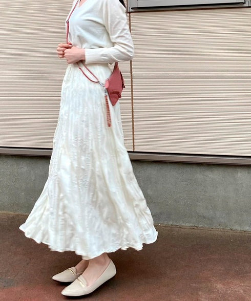 バンディングプリーツエロングスカート
